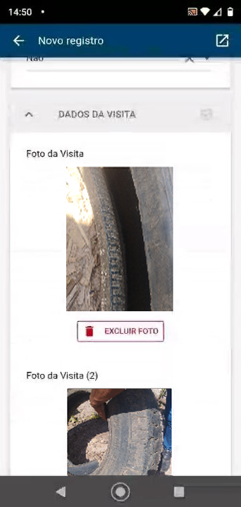 App do agente — registro de foto e evidências da visita