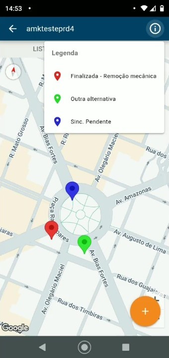 App do agente — visitas no mapa por status