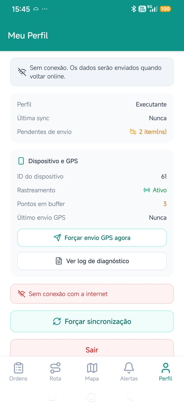 Sincronização automática do app quando a rede volta