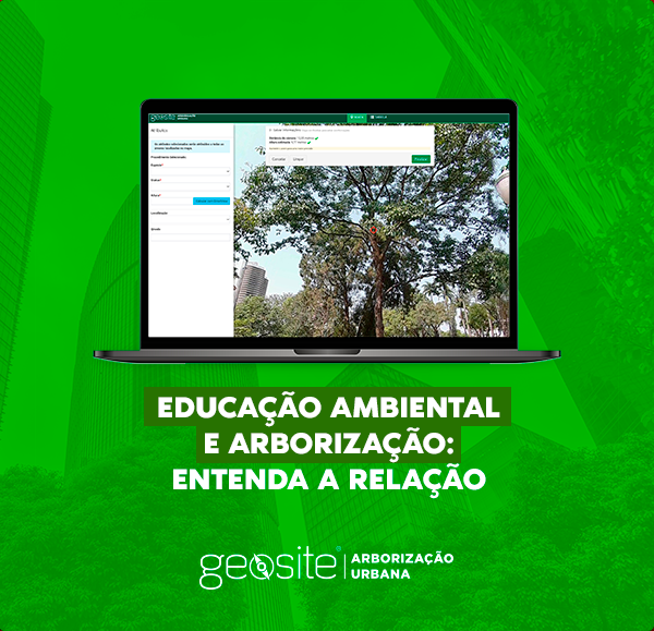 Educação Ambiental e Arborização: o fundo verde com o nome do título do blog na cor branca.